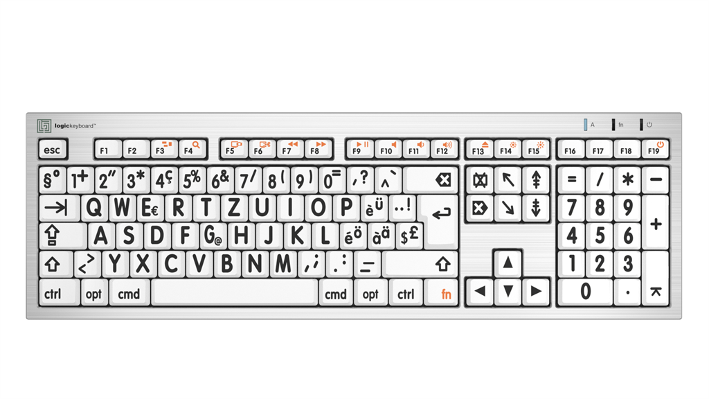 Großdruck – ALBA Slimline-Tastatur – Mac – Logickeyboard