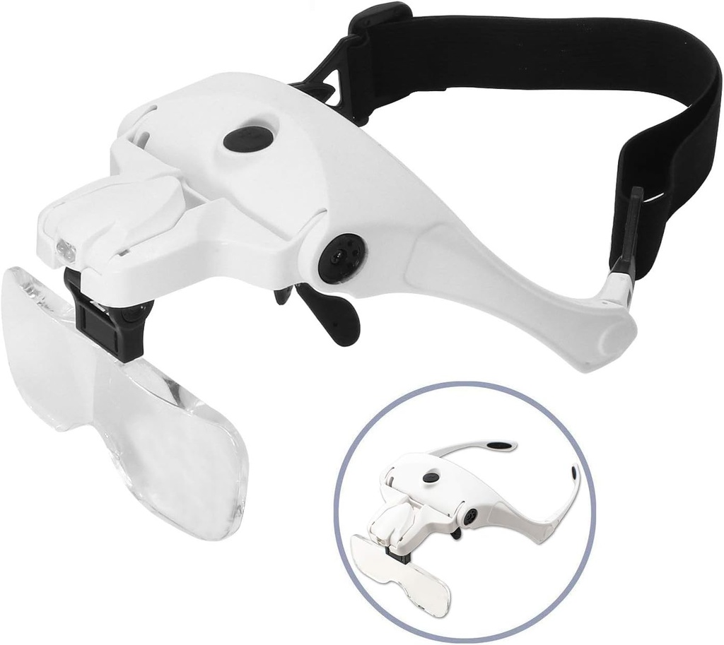 Wiederaufladbare LED-Brillenhalterung/Stirnband austauschbare Lupe