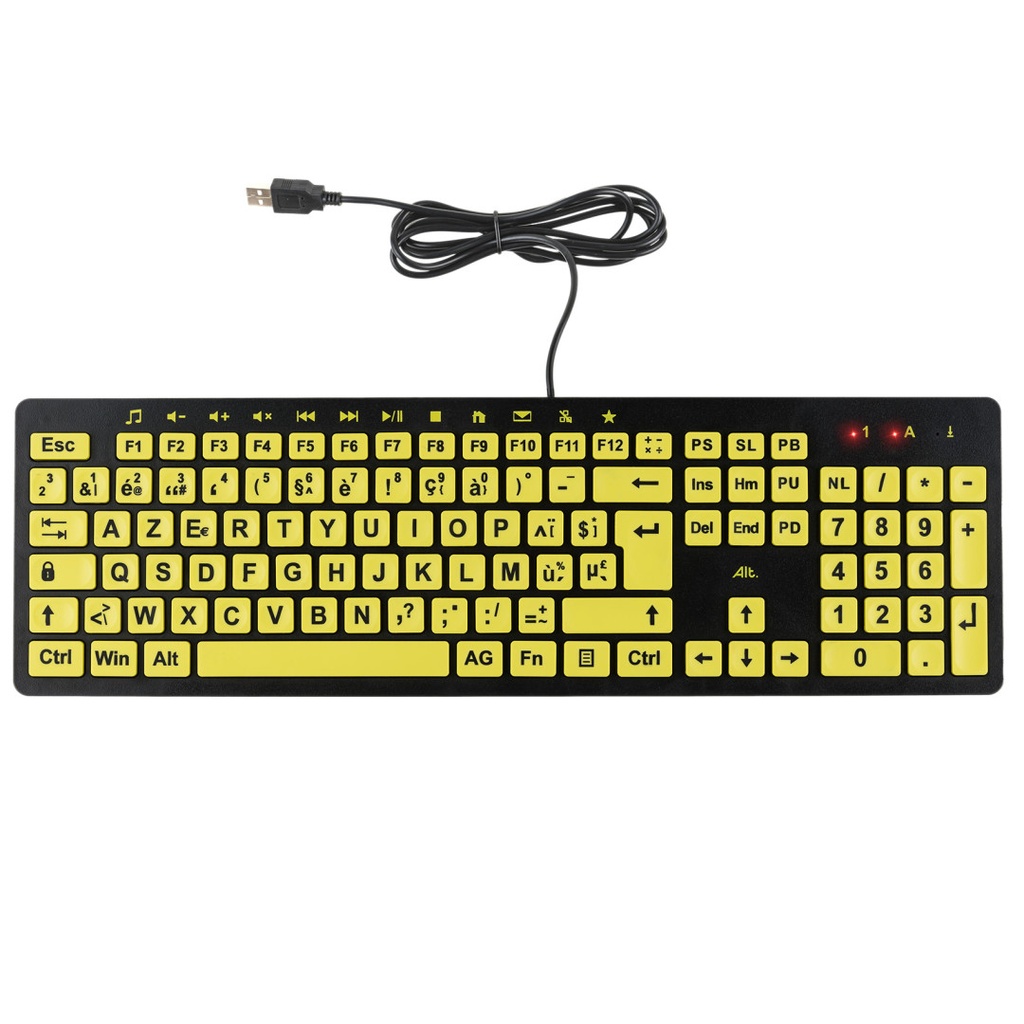Alt ClearKeys – Kontrasttastatur fir Leit mat schwaacher Siicht – ISO – Belsch AZERTY