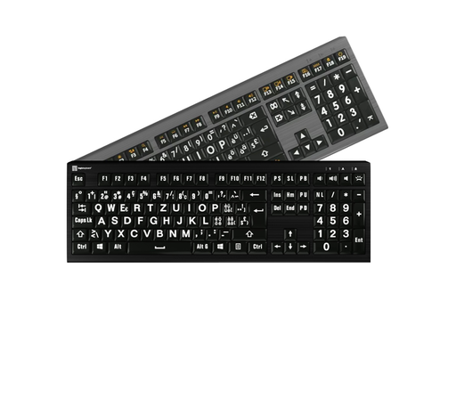 Large Print - White on Black ASTRA2 Backlit Keyboard - Logickeyboard