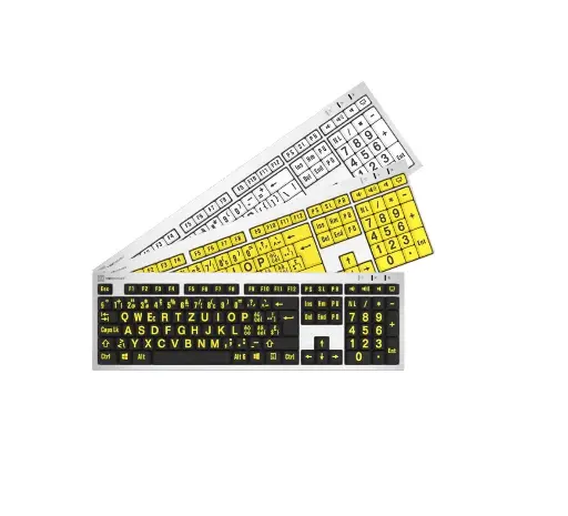 Großdruck – Silberne Slimline-Tastatur – Windows – Logickeyboard