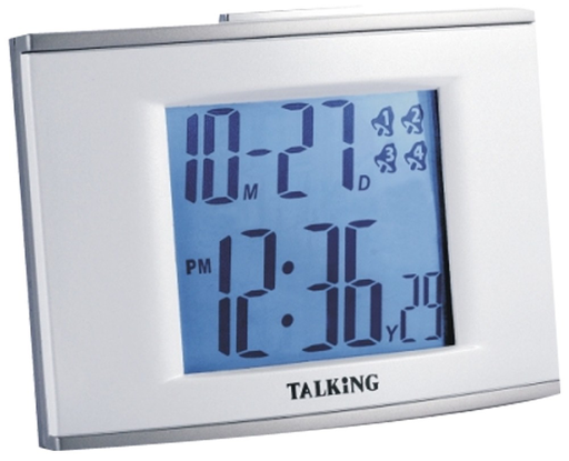 Talking alarm clock with 4 backlit alarms - French - Talking